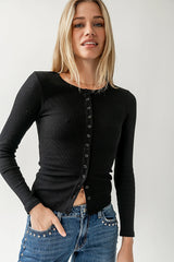 Mia Button Up Top in Black
