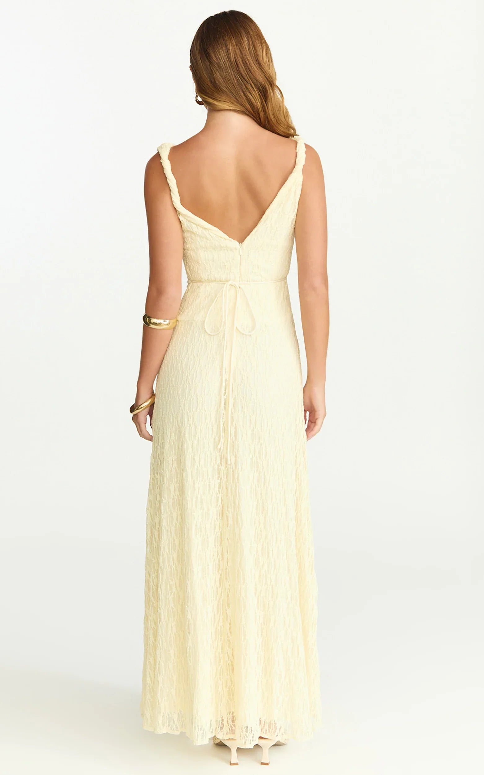 Madeleine Maxi Dress - Hight Neck A Line Dress in Lemon