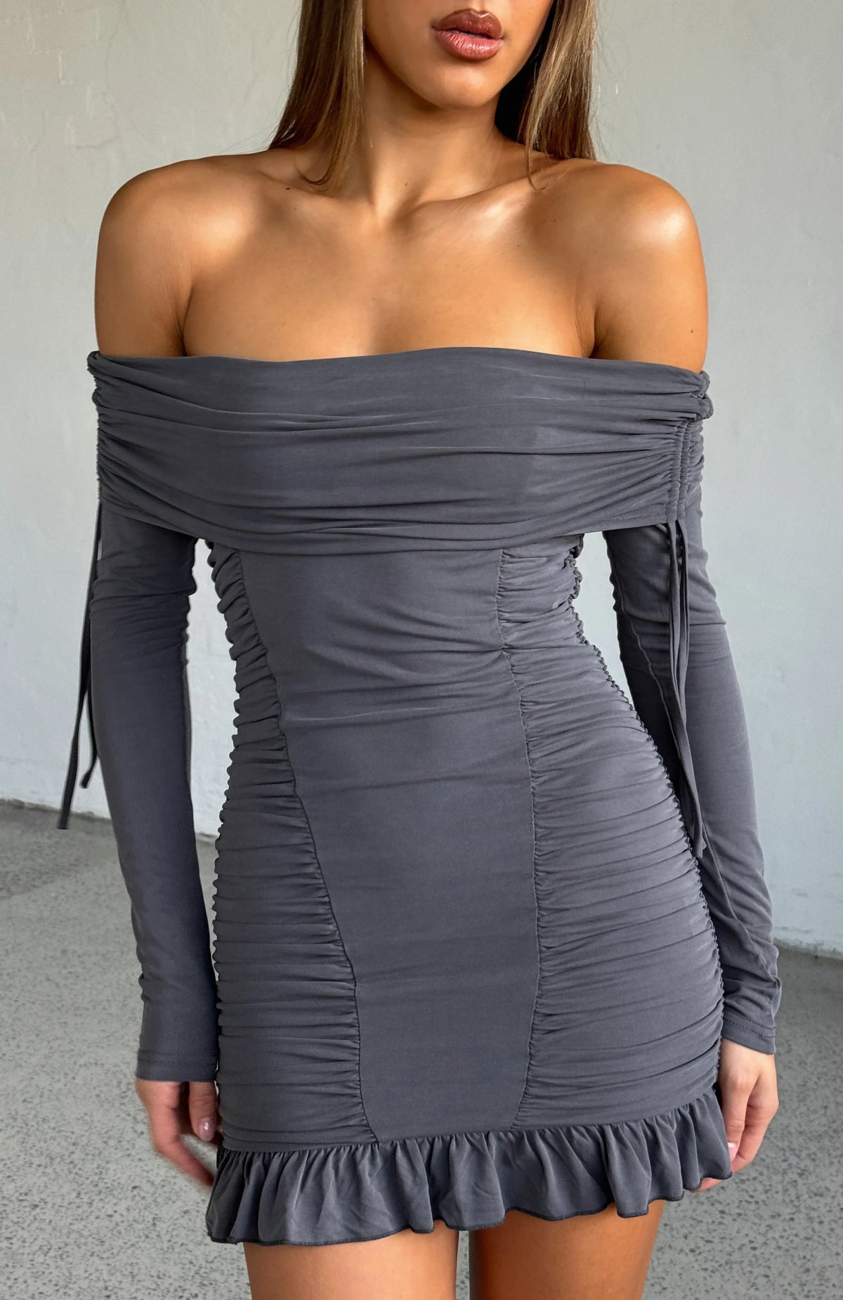 Diva Code Mini Dress Charcoal